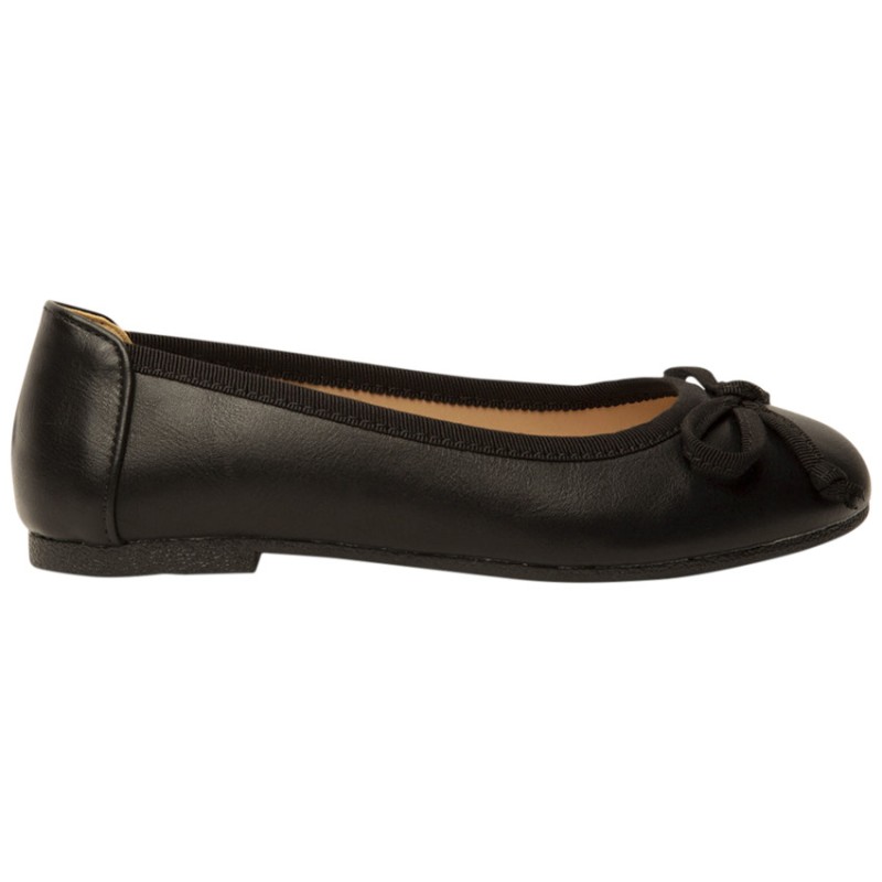 Ballerines noires en simili cuir avec nœud fille