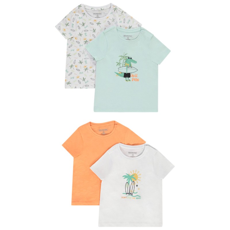 Lot de 4 t-shirt manches courtes en jersey print surf pour b