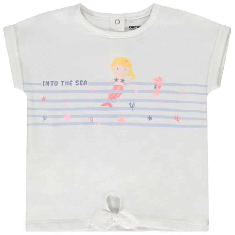 T-shirt manches courtes forme boîte en jersey avec print pou