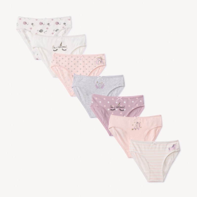 Lot de 7 culottes en jersey print licorne fille