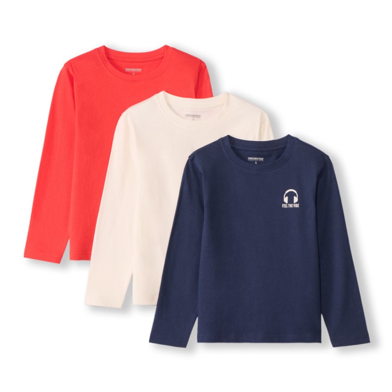 Lot de 3 t-shirts manches longues print casque garçon