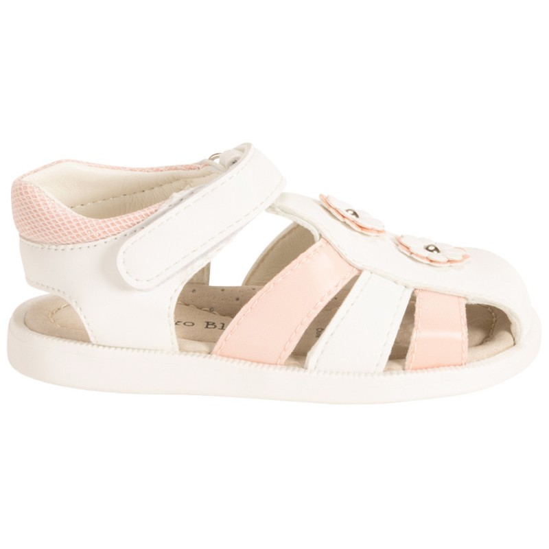 Sandales velcro bicolores à fleurs pour bébé fille
