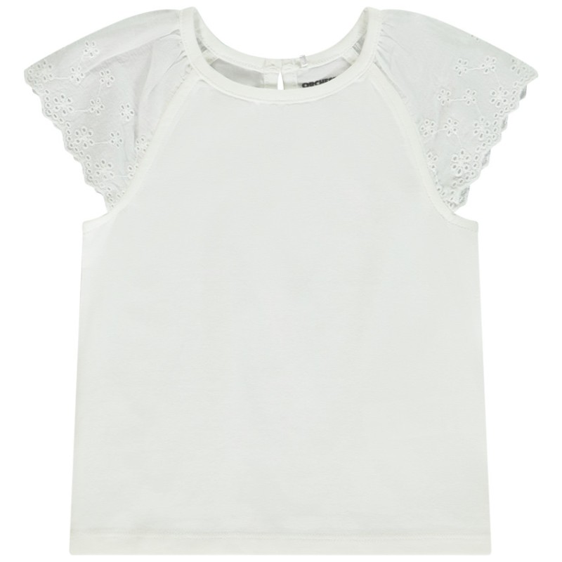 T-shirt manches courtes en broderie anglaise pour bébé fille