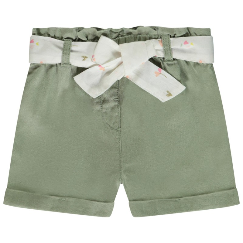 Short en toile avec ceinture à nouer pour bébé fille
