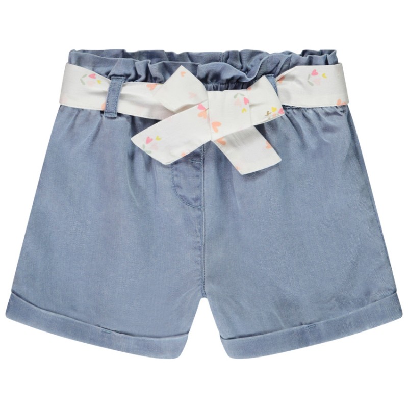 Short en toile avec ceinture à nouer pour bébé fille