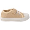 Baskets basses en toile dorée avec scratch fille