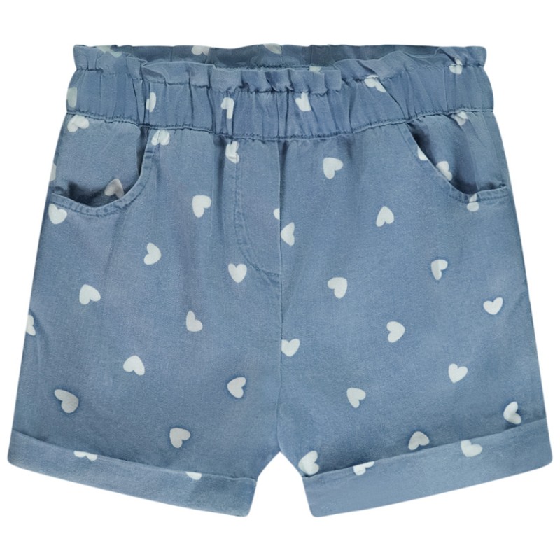 Short en toile imprimé cœurs pour bébé fille