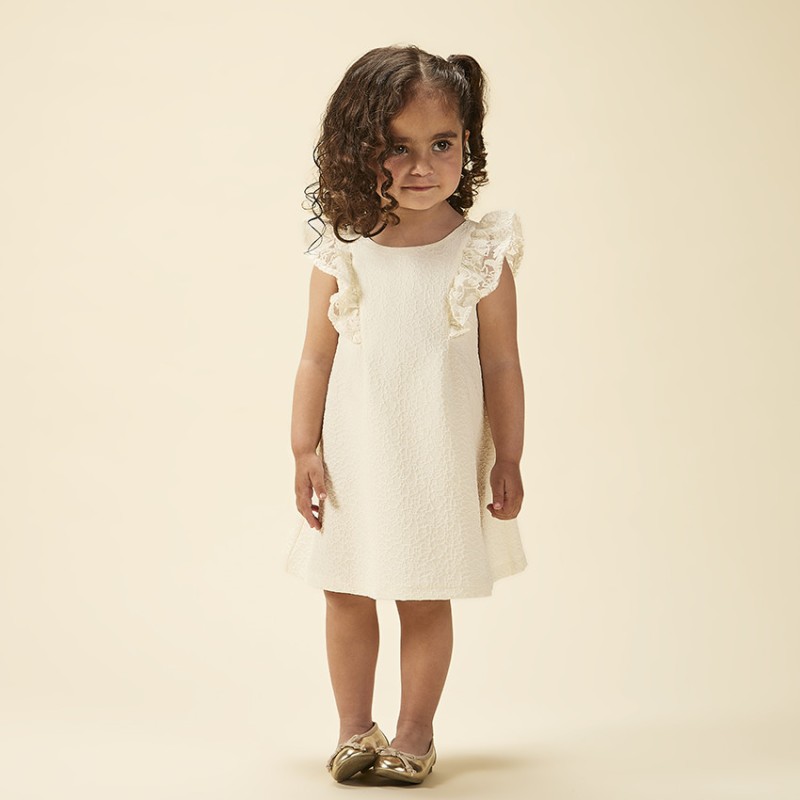 Robe de cérémonie en jacquard à manches brodées pour bébé fi