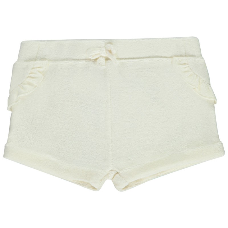 Short uni en éponge avec volants + nœud pour bébé fille