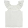 Débardeur à collerette volantée en broderie anglaise pour bé