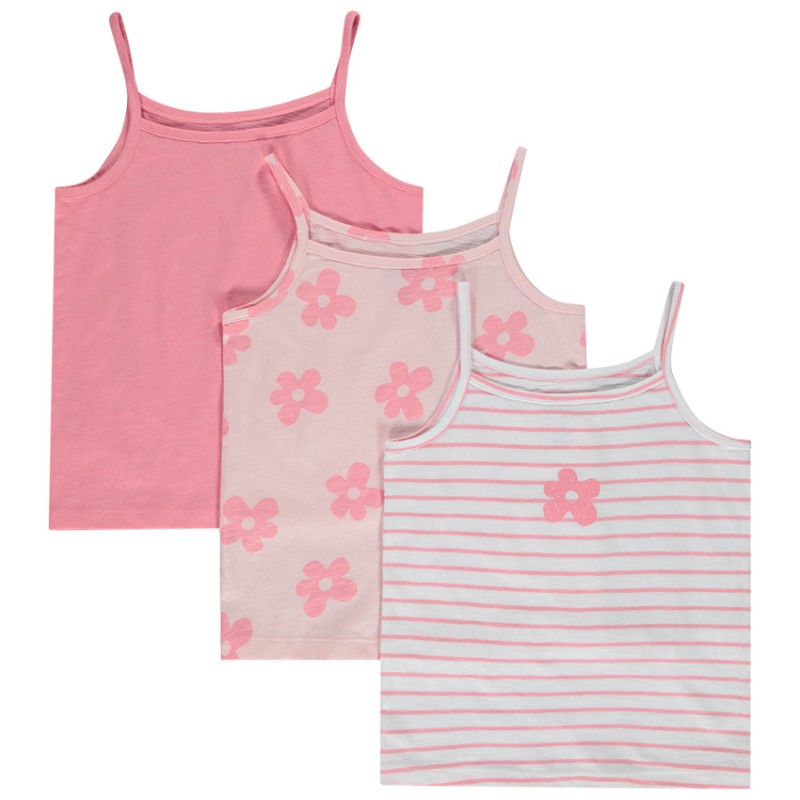 Lot de 3 débardeurs fantaisie en jersey slub fille