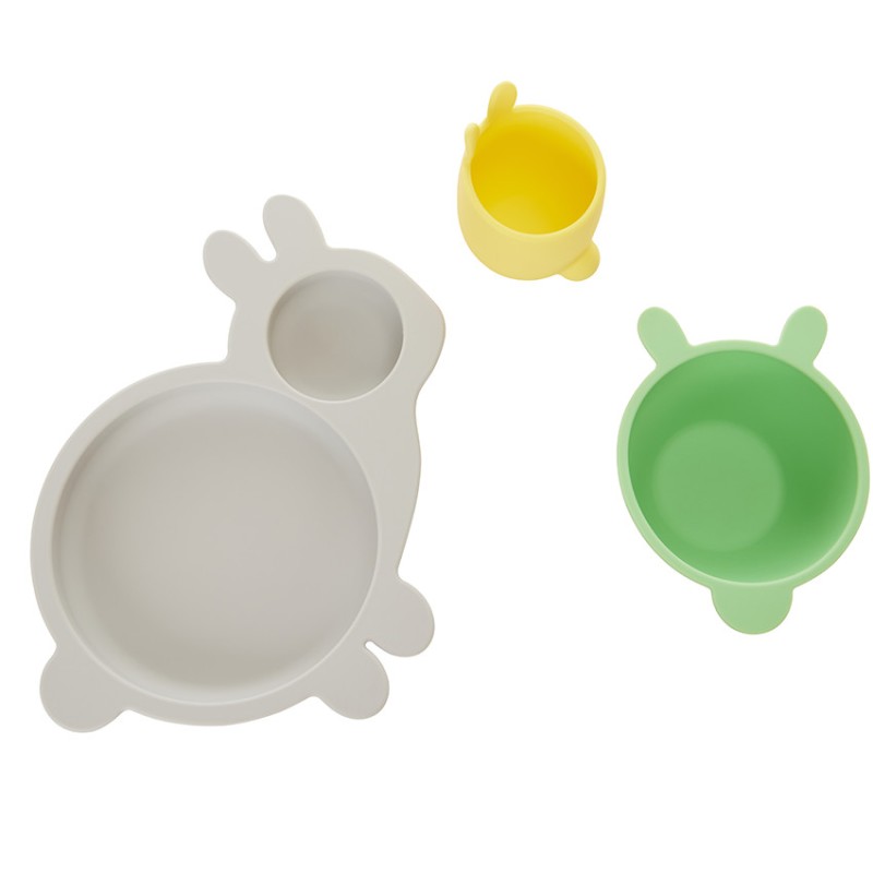 Set repas en silicone Beige