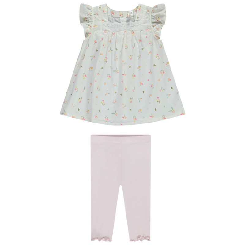 Ensemble 2 pièces avec tunique imprimé fleurs pour bébé fill