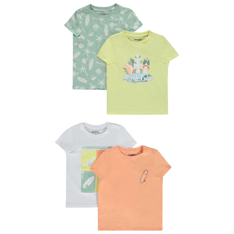Lot de 4 t-shirts manches courtes fantaisie pour bébé garçon