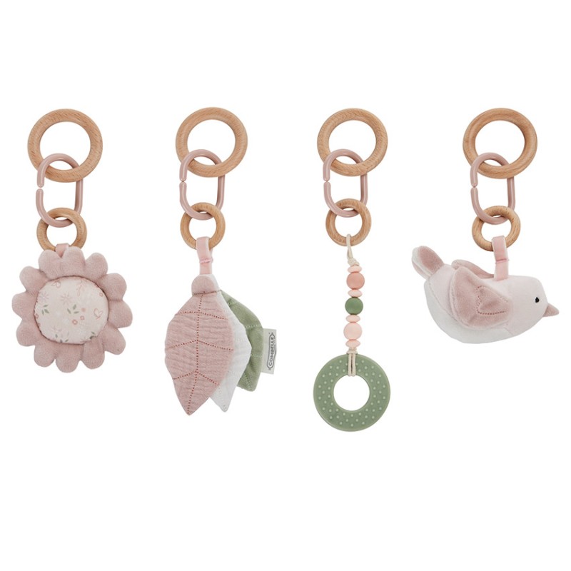 Set de 4 jouets pour arche Promenade Bucolique rose