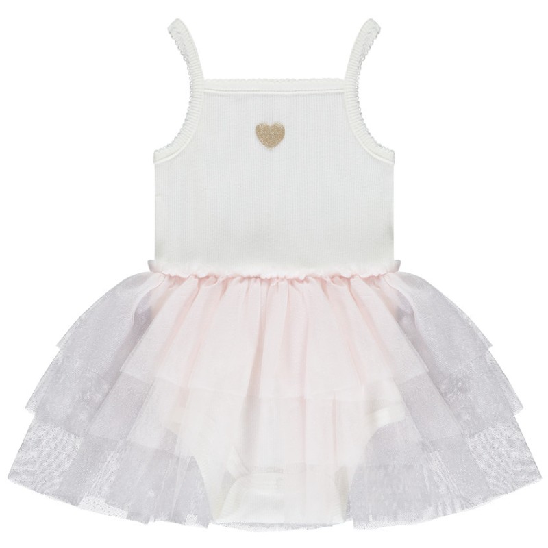 Robe body effet 2 en 1 avec tulle volanté pour bébé fille