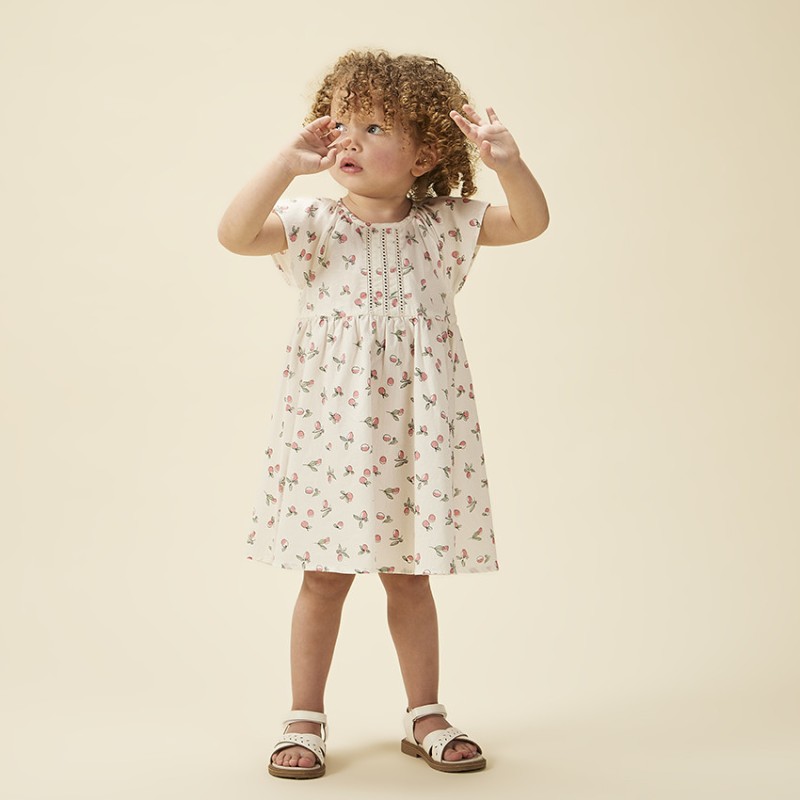 Robe manches courtes imprimé pêches pour bébé fille