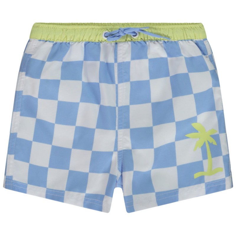 Short de bain imprimé damier et print palmier pour bébé garç