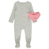 Ensemble dors-bien imprimé + bavoir bandana pour bébé fille 