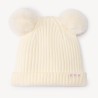 Bonnet en tricot côtelé avec pompons pour bébé fille