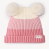Bonnet en tricot côtelé avec pompons pour bébé fille