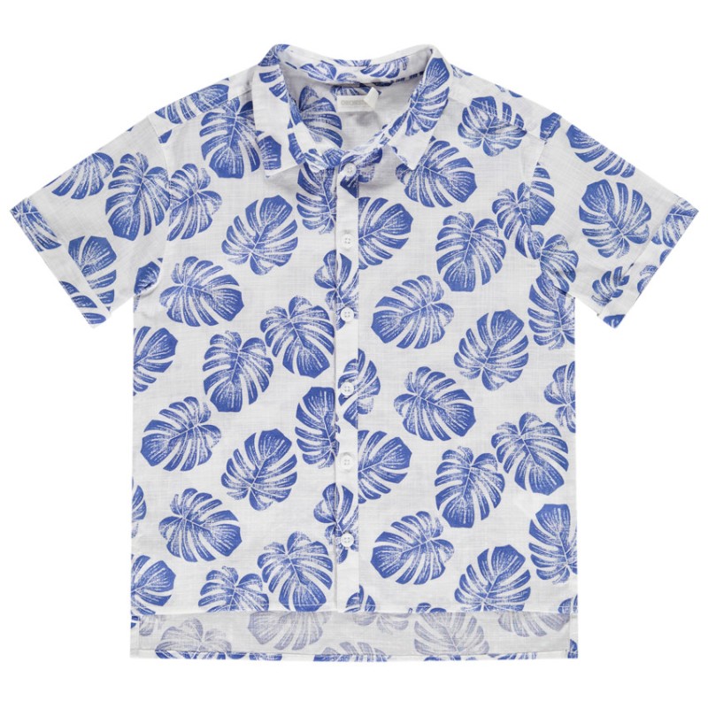 Chemise manches courtes imprimé feuilles garçon