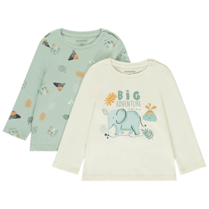 Lot de 2 t-shirts manches longues fantaisie pour bébé garçon