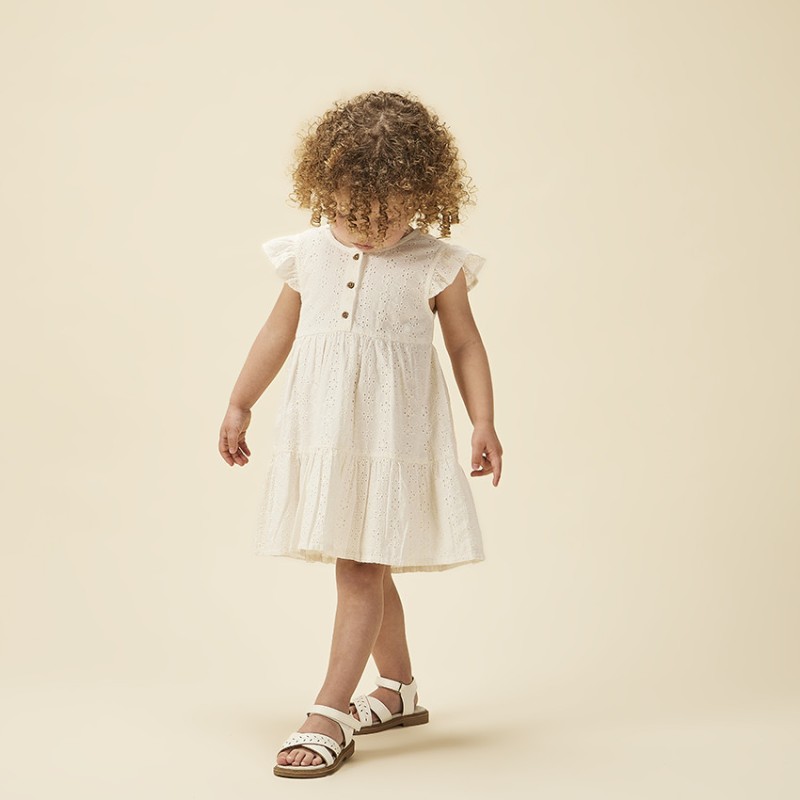 Robe manches courtes en broderie anglaise pour bébé fille