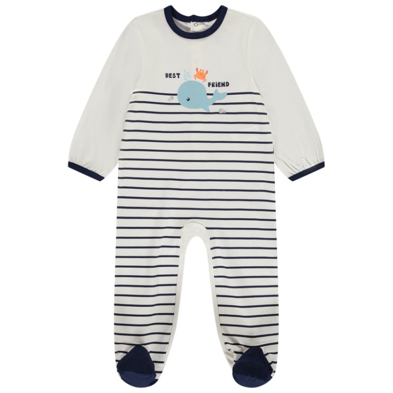 Dors-bien rayé print baleine pour bébé garçon avec ouverture