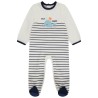 Dors-bien rayé print baleine pour bébé garçon avec ouverture