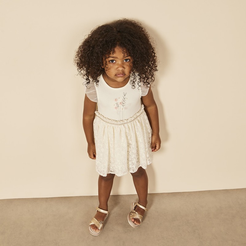 Robe body de cérémonie effet 2 en 1 avec broderies pour bébé