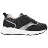 Baskets basses en lurex pailletés noir avec lacets fille