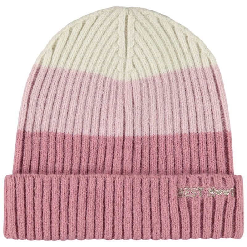 Bonnet en tricot côtelé effet color block fille