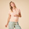 Chemise manches courtes à nouer imprimé floral pour femme