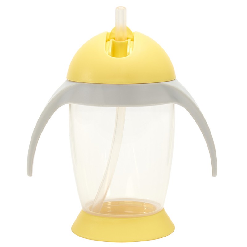 Tasse d'apprentissage à paille et anses 300 ml jaune/gris