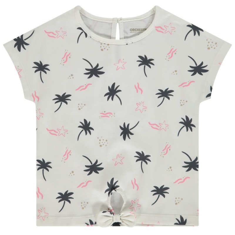 T-shirt manches courtes imprimé effet noué pour bébé fille