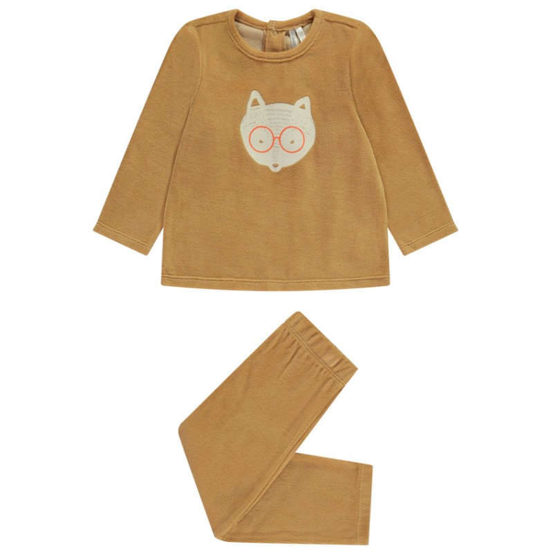 Ensemble 2 pièces en velours et print fantaisie pour bébé ga