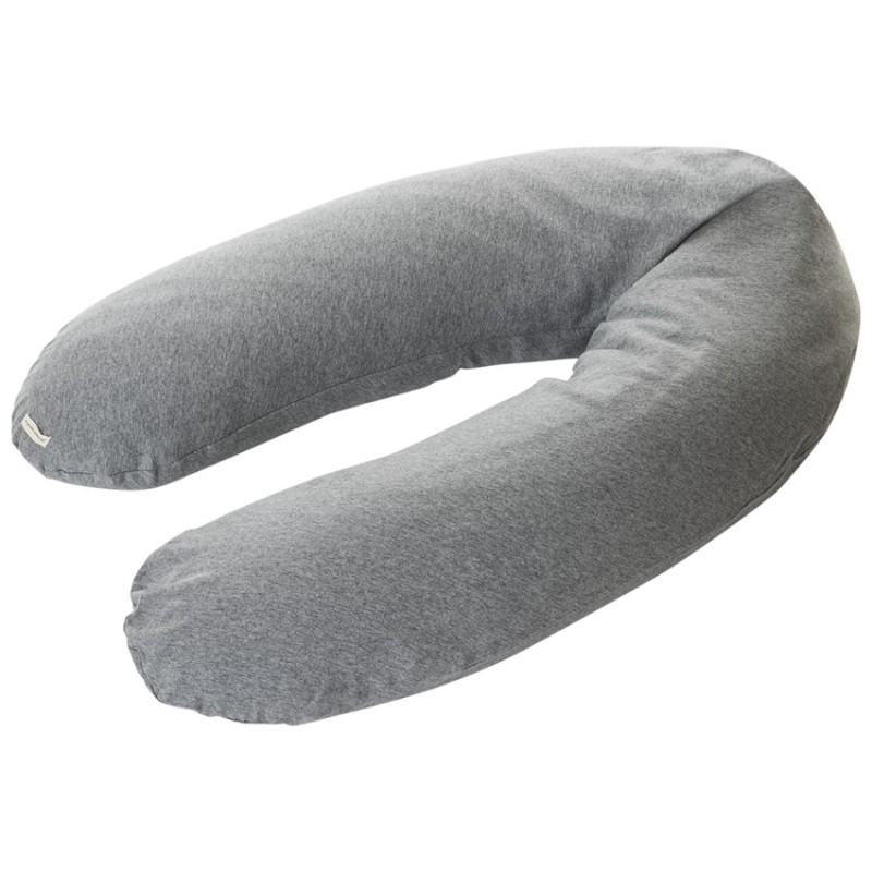 Coussin d'allaitement Basic 160 cm avec housse gris chiné