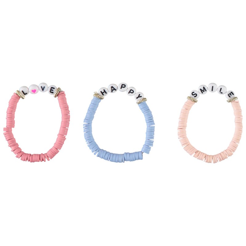 Lot de 3 bracelets à message pour fille