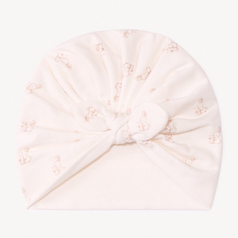 Bonnet turban uni avec nœud et fronce pour bébé fille