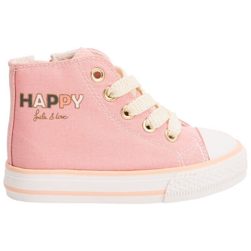 Chaussures en toile montante à zip et lacets fantaisie fille