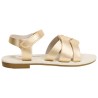 Sandales dorées à larges brides croisées fille