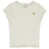 T-shirt manches courtes côtelé à cœur brodé fille