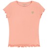 T-shirt manches courtes côtelé à cœur brodé fille