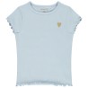 T-shirt manches courtes côtelé à cœur brodé fille