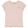 T-shirt manches courtes côtelé à cœur brodé fille