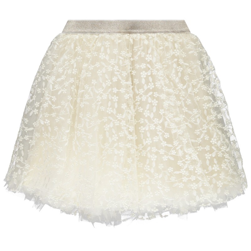 Jupe courte en tulle brodé et taille pailletée fille