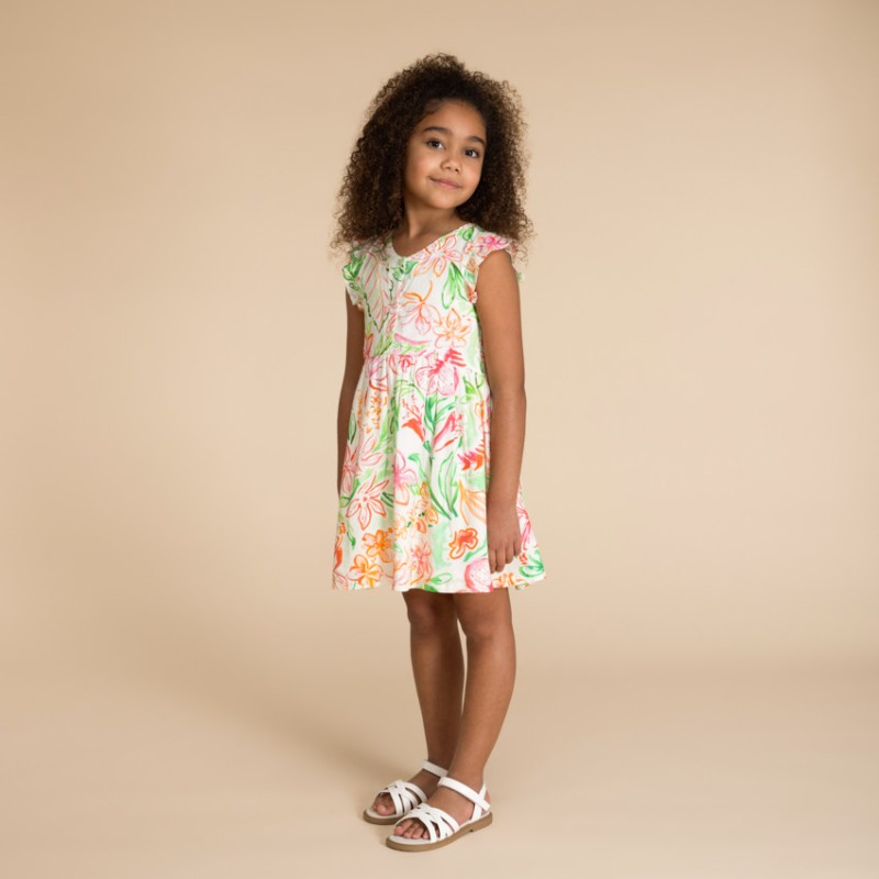 Robe manches courtes boutonnée imprimé floral fille