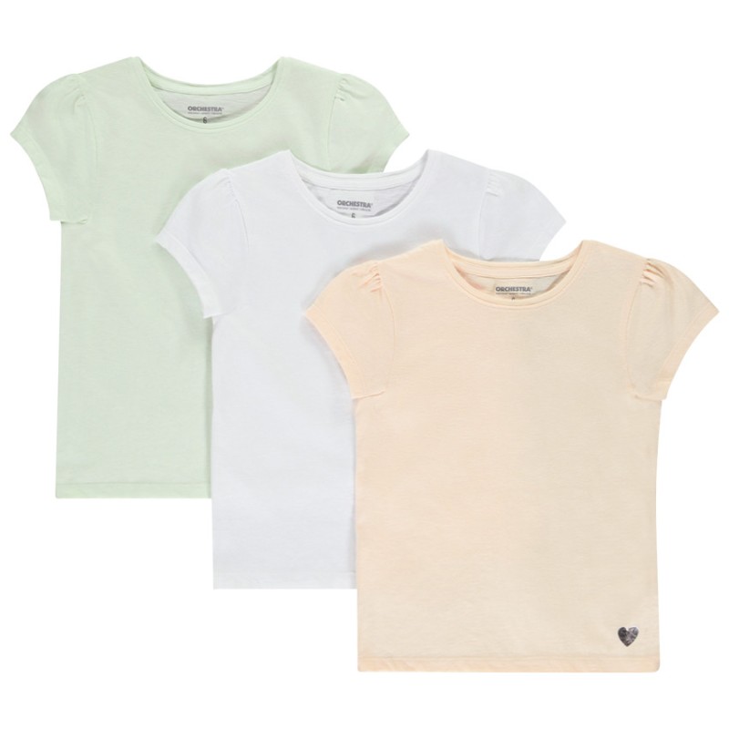 Lot de 3 t-shirts manches courtes unis fille