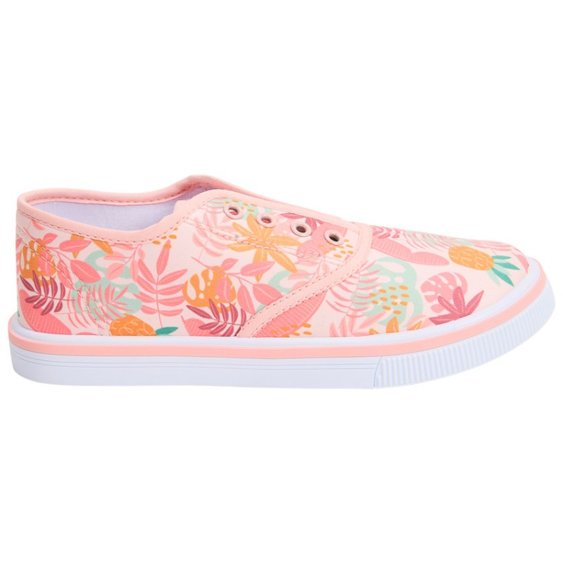 Baskets basses en toile imprimé tropical fille